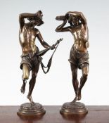 Albert Carrier Belleuse (French, 1824-1887). Danseurs Napolitains, a pair of patinated bronze