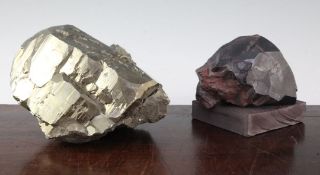 Iron pyrites and haematite specimens, pyrite 8in.