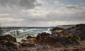 John Nesbitt (1831-1904)oil on canvas,Coastal landscape,signed and dated 1875,23 x 36in.