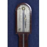 Rubergalli of London. A Regency mahogany stick barometer with silvered scale incorporating a