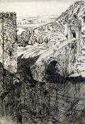 Frederick Carter (1883-1967)3 etchings,Alcantara Bridge, Toledo; Aregon, The Old Bridge and City