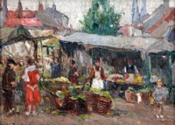 M. de Pakowskioil on board,Ostend market,signed and dated 1929,9 x 12.5in.