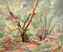 Ethelbert White (1891-1972)oil on canvas,'The Fungus Gatherer',signed,21.5 x 25.5in.