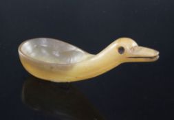 A Chinese chalcedony ladle, in Han dynasty style, with bird's head terminal, 10.3cm
