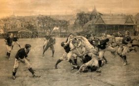 After William Heysman Overend (American, 1851-1898)pair of photogravures,A Football Match