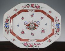 A Samson Chinese armorial style platter, late 19th century, painted with armorial of St George
