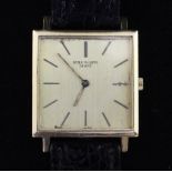 A gentleman's late 1960's? 18ct gold Patek Philippe manual wind dress wrist watch, with square