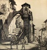 Job Nixon (1891-1938)etching and drypoint,'Una Trattoria', 1928 (one of 60 proofs); 'Subiaco',