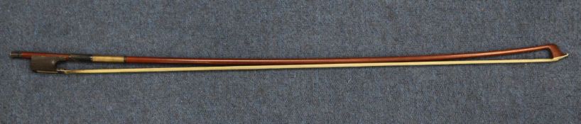 A Lupot violin bow, with silver octagonal nut and silver mounted ebony frog, 60 grams