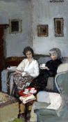 Charles McCall (1907-1989)oil on board,Teatime,signed and dated 1984,10 x 5.5in.