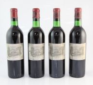 Four bottles of Chateau Lafite 1971, Premier Cru Classe, Pauillac, one into neck, two base of