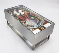 An unusual rectangular pinball coffee table, with open space below, fitted with lights, W.3ft 6.