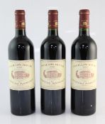 Three bottles of Pavillon Rouge du Chateau Margaux 2000, Margaux, the second wine of Chateau