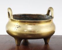 A large Chinese bronze tripod censer, Ding, Xuande six character mark, probably 18th / 19th century,
