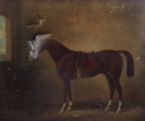 Henry Barraud (1811-1874)oil on canvas,Portrait of the racehorse 'Nicholon by Orlando-Muscouileu Dam