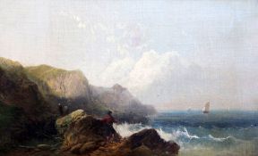 Joseph Horlor (1809-1887)oil on canvas,Figures along the coast,signed and dated '74,12 x 20in.