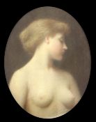 Late 19th century English Schoolpastel,Portrait of a nude woman,oval, 16.5 x 13in.