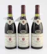 Three bottles of Echezeaux Grand Cru 1988, Faiveley (negociant), shipped by The Wine Society; high