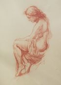 Attributed to Simeon Solomon (1840-1905)sanguine chalk,Seated female nude,monogrammed and dated '