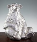 Arthur Court. A novelty aluminium wine cooler, modelled as seated polar bear, marks to base, 15.