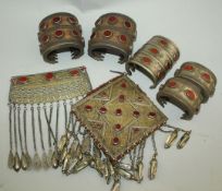 A large collection of Carakalpak Uzbekistan jewellery, includes various coloured hardstone inset