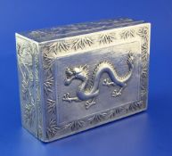 A late 19th/early 20th century Chinese silver cigarette box by Wang Hing & Co, Hong Kong, of