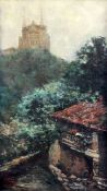 Enrique Vera (1886-1956)oil on canvasboard,View of Courdouga,signed,19 x 11.5in.