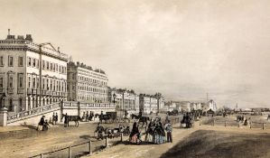 E. Foxcoloured aquatint,The Entrance to the Royal Palace, Brighton, 7 x 10.5in., and a pair of