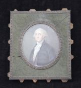 Follower of Peter Adolphe Halloil on ivory,Miniature of George Washington,bears signature and