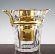 A Baccarat crystal Moulin Rouge design champagne ice bucket, of octagonal tapering form with gilt