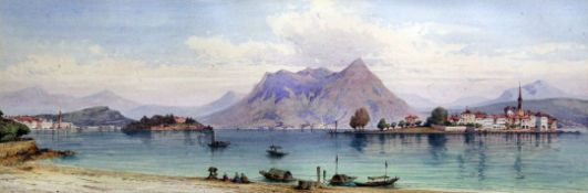 Giuseppe Corelli (1858-1921)watercolour,'Lac Maggior',signed and dated 1875,7 x 21in.