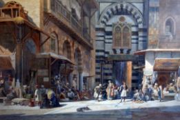 Carl Friedrich Heinrich Werner (1808-1894)watercolour,Entrance to the Souk, Cairo,signed and dated