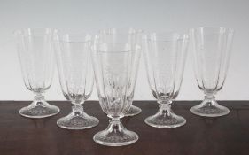 A set of six Lobmeyr quatre lobed drinking glasses, late 19th century, in Renaissance revival style,