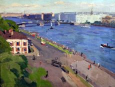 Russian Schooloil on canvas,View of St Petersburg,indistinctly signed,20 x 26.5in.