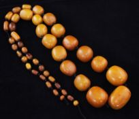 A single strand graduated butterscotch amber bead necklace, gross weight 150 grams, 36in.