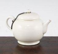 A Japanese white glazed porcelain globular teapot and cover, late 19th / early 20th century,