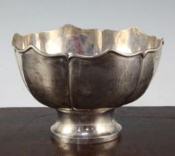 An early 20th century Chinese silver circular rose bowl, with engraved panels including, dragon,