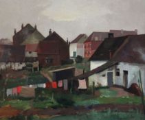 Charles Lebon (Belgian, 1906-1957)oil on wooden panel,Continental village scene,signed and dated '