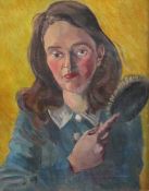 § Edward Wolfe (1897-1982)oil on canvas,Portrait of a lady brushing her hair,signed,20 x 16in.