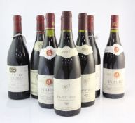 An eight bottle red burgundy assortment including two Volnay 1er Cru Les Caillerets 1995, Domaine