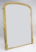 A Victorian gilt and gesso overmantel mirror, with egg and dart style border, with stiff leaf