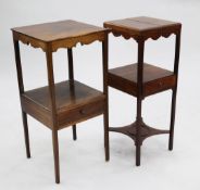 A George III mahogany wash stand, with double hinged folding top opening to reveal central space for