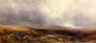 George Shaw (1843-1915)oil on canvas,'Nr. Bridestowe, Dartmoor',signed,18 x 40in.