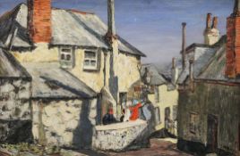 Job Nixon (1891-1938)oil on panel,'Old Houses, St. Ives', signed,P & D Colnaghi & Co. Ltd label