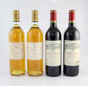 Four bottles including two Chateau Calon-Segur 2000, St. Estephe; and two Chateau Rieussec 1997,