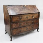 An 18th century Maltese walnut bureau, boxwood strung and crossbanded fall opening to reveal a