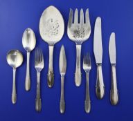A late 1940's suite of Georg Jensen sterling silver beaded pattern cutlery for six, comprising one