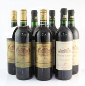Seven bottles of drinkers' claret, including three Chateau Batailley 1996, Pauillac; and four