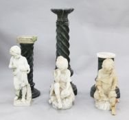 A pair of early 20th century Italian carved alabaster figures, of seated children holding begging