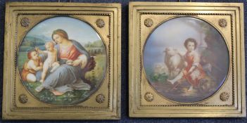 After Raphaeltwo oils on ivory,Miniatures of the Virgin and Child with John The Baptist and of The